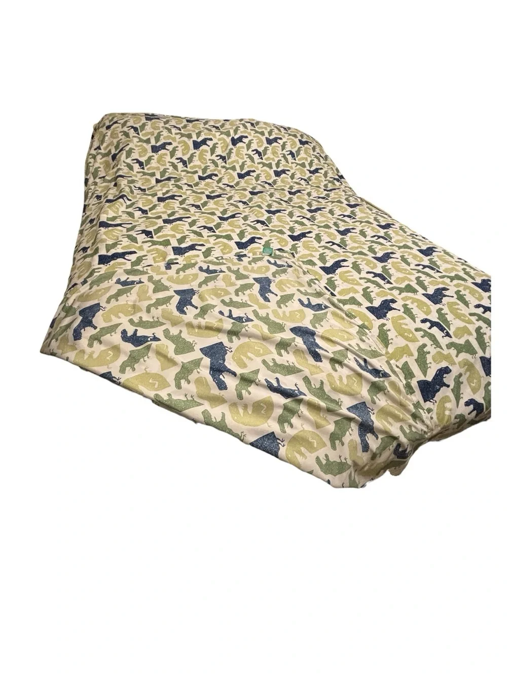 2 Pc Pillowfort Colossal Chomp Queen Full Flat Sheet & Standard Pillowcase Green
